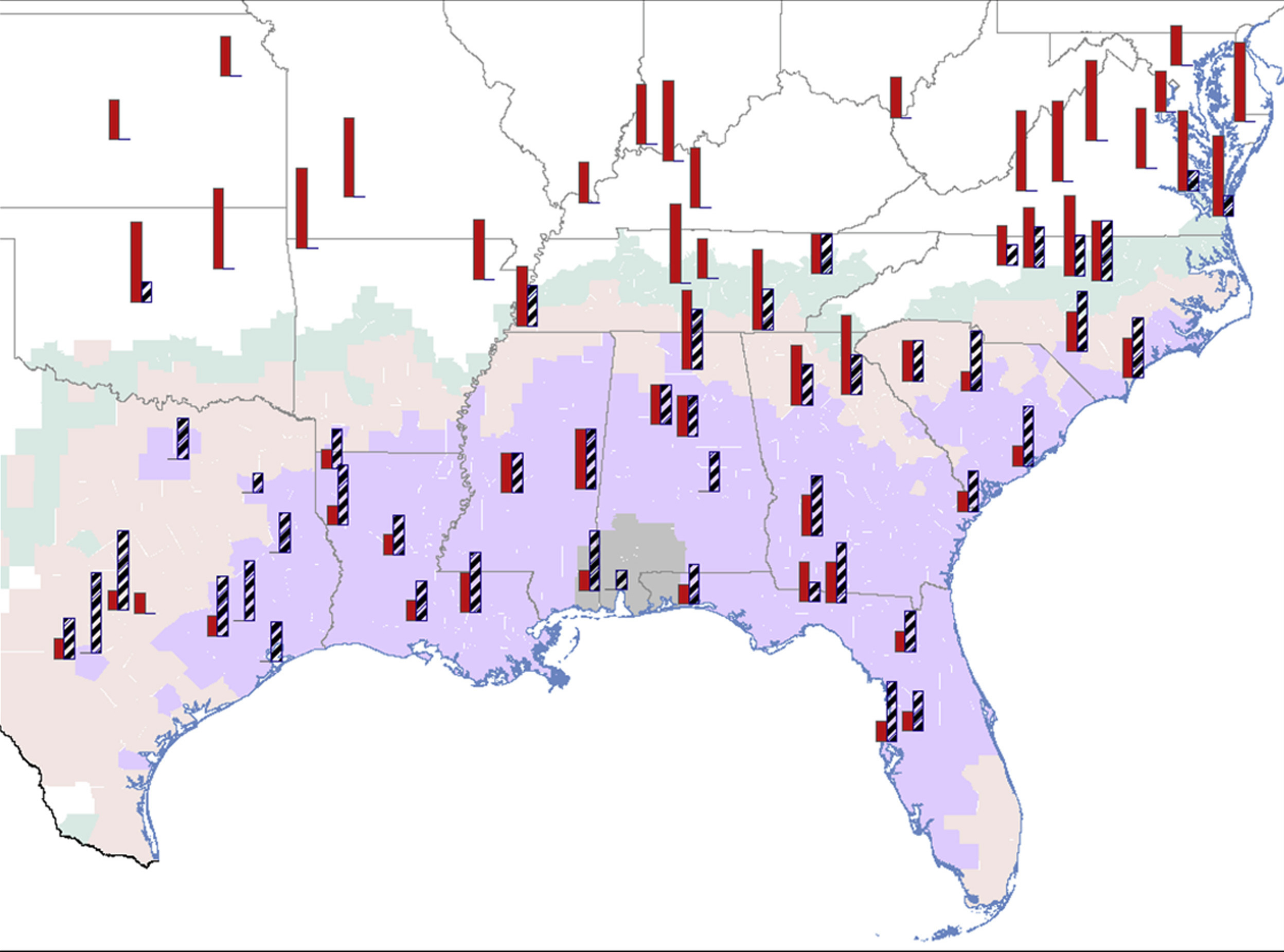 Wilson et al (2020) Southeast geographic distribution of alpha-gal cases vs fire ant cases 3